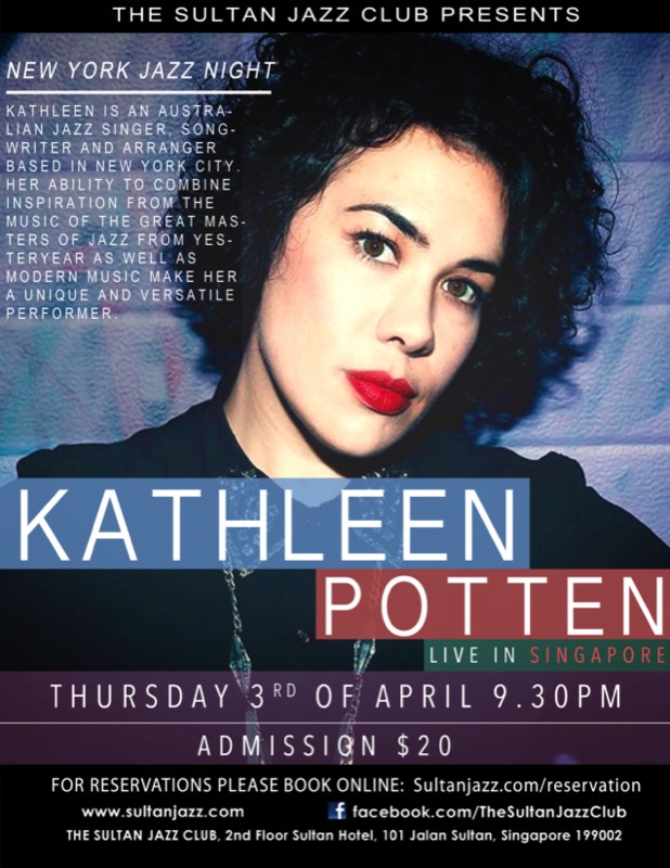Kathleen Potten, April 3rd, 2014 Sultan Jazz Club with Christy Smith on Bass, Darryl Ervin on Drums and Sebastiaan Ho on Guitar
