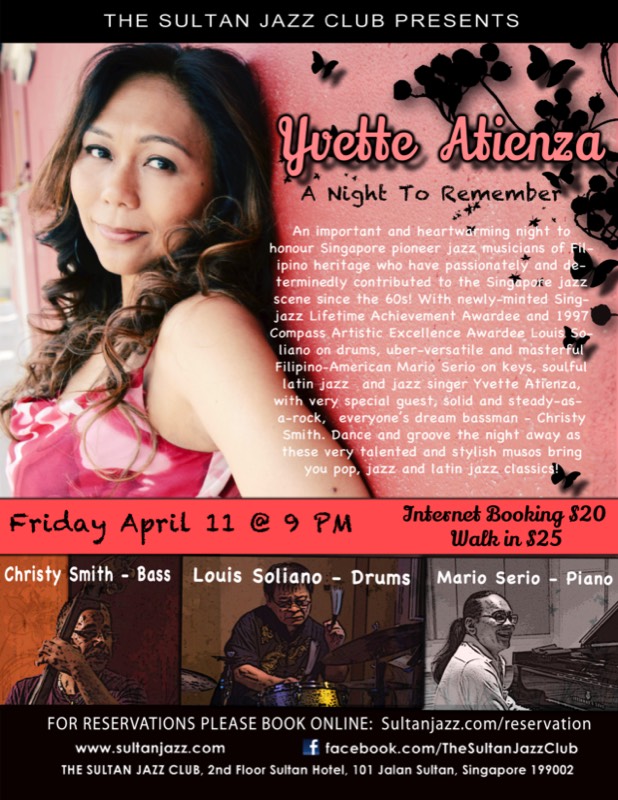 April 11th, 2014 Yvette Atienza - Vocals
Mario Serio - Piano & Keyboards
Louis Soliano - Drums
Christy Smith - Basses