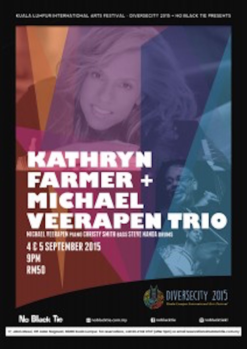 Bassist Christy Smith playing with Kathryn Farmer and the Michael Veerapen Trio at No Black Tie Kuala Lumpur, September 4th and 5th, 2015