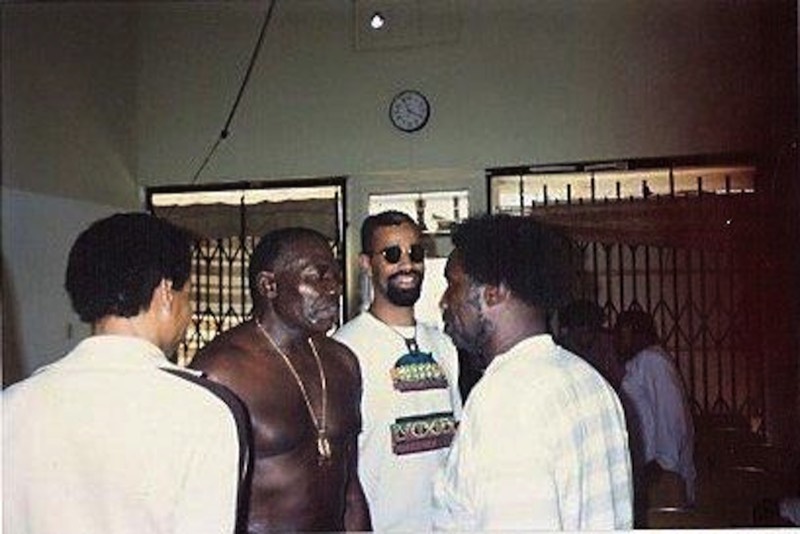 Christy Smith (On the left) with Elvin Jones (middle),  Clarence Johnston and Darryl Moore at the World Stage 