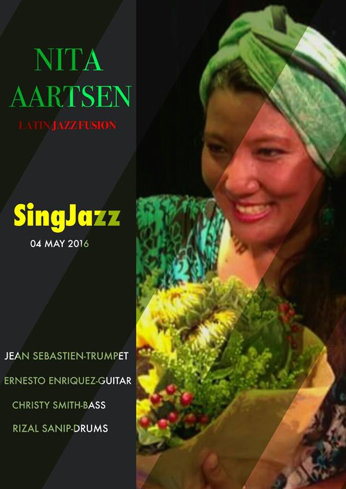 May 4th, 2016, SingJazz Club, Singapore, The Nita Aartsen Quintet with Jean Sabastien on Trumpet, Ernesto Enriquez on Guitar, Rizal Sanip on Drums and Christy Smith on Basses. Nita Aartsen, who has been described as the rising star of Classical and Jazz in Indonesia, is an Indonesian pianist and musician. After three years at the Moscow Conservatory learning Contemporary Jazz, she returned to Indonesia in 1986, to take over as the state pianist of the Republic of Indonesia. 