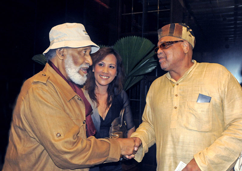 Legendary jazz musician Sonny Rollins (L) with jazz pianist the late Michael Stanton (R) May 2008.