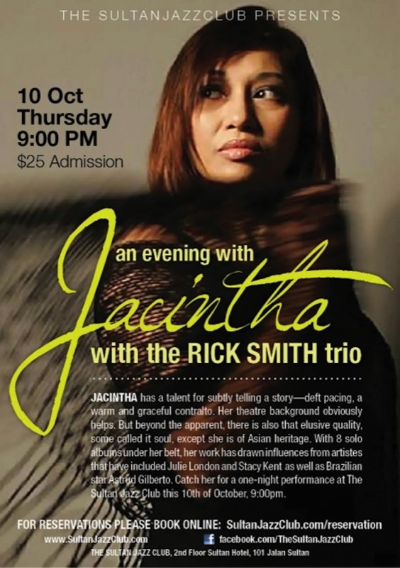 Sultan Jazz Club. Featuring: Jacintha Abisheganaden - vocals, Rick Smith - guitar
Christy Smith - Double Bass
