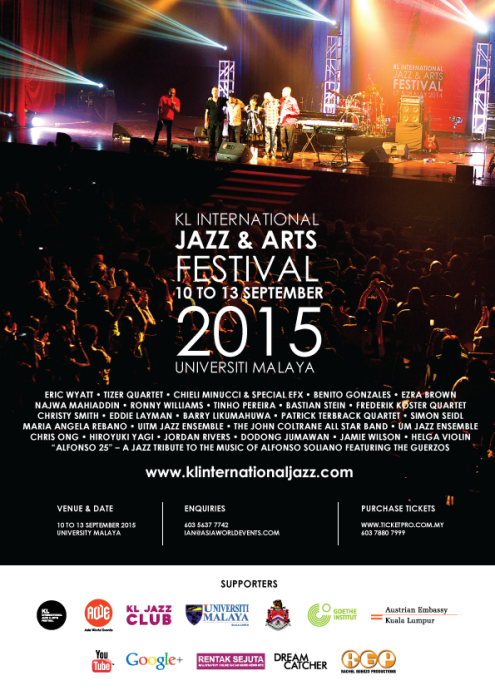 The Eric Wyatt Quartet with Eric Wyatt Saxophones, Benito Gonzales Piano, Eddie Layman Drums, Christy Smith Bass at the KL International Jazz and Arts Festival from the 10th to the 13th September 2015